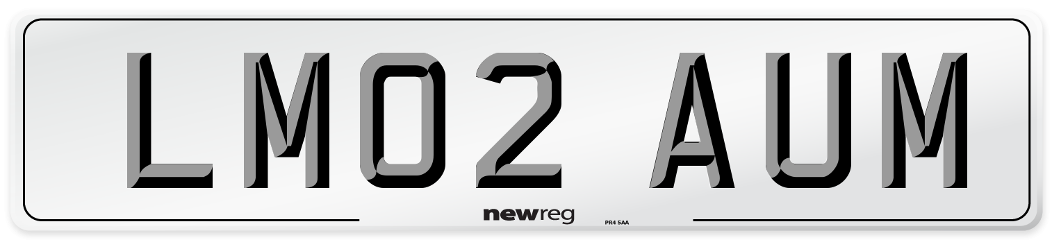 LM02 AUM Number Plate from New Reg